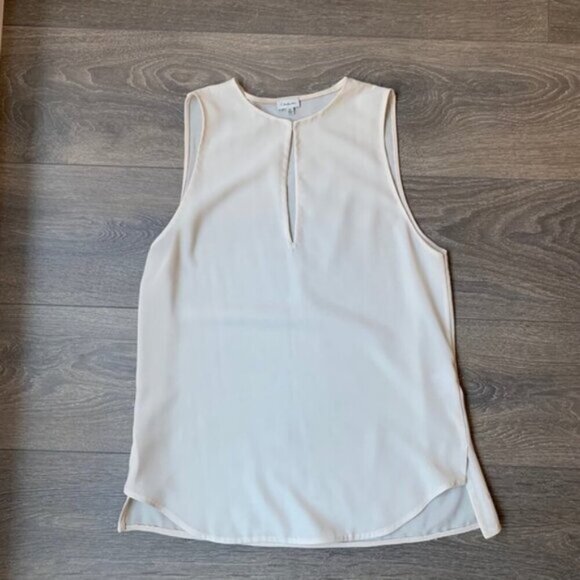 Aritzia Babaton Women's Blouse Sleeveless Tank Top Cut out front Cream Size XS - Picture 5 of 15